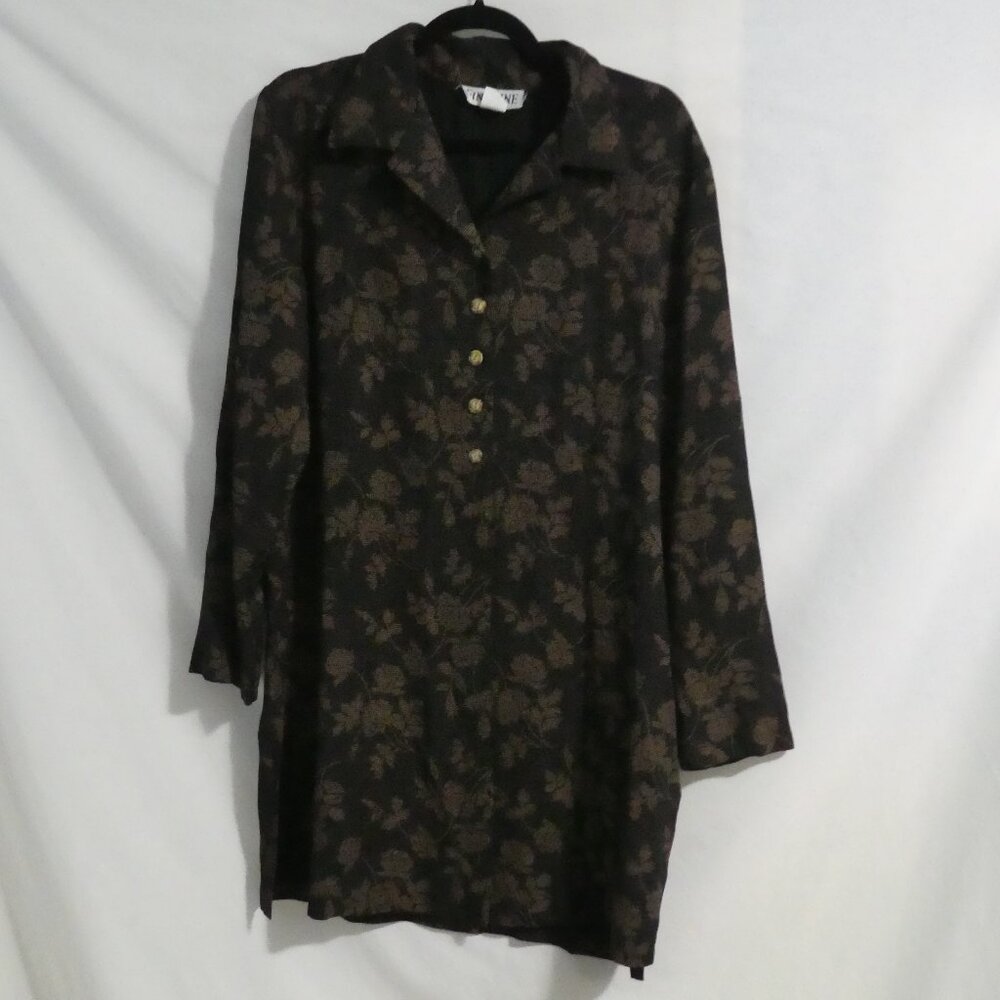 FINE LINE NEW YORK | large | Long Floral Partial Button Front Long Sleeve Shirt